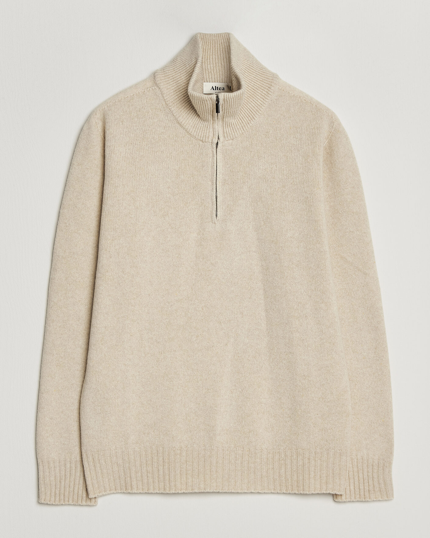 Uomini | Maglieria | Altea | Wool/Cashmere Half Zip Beige