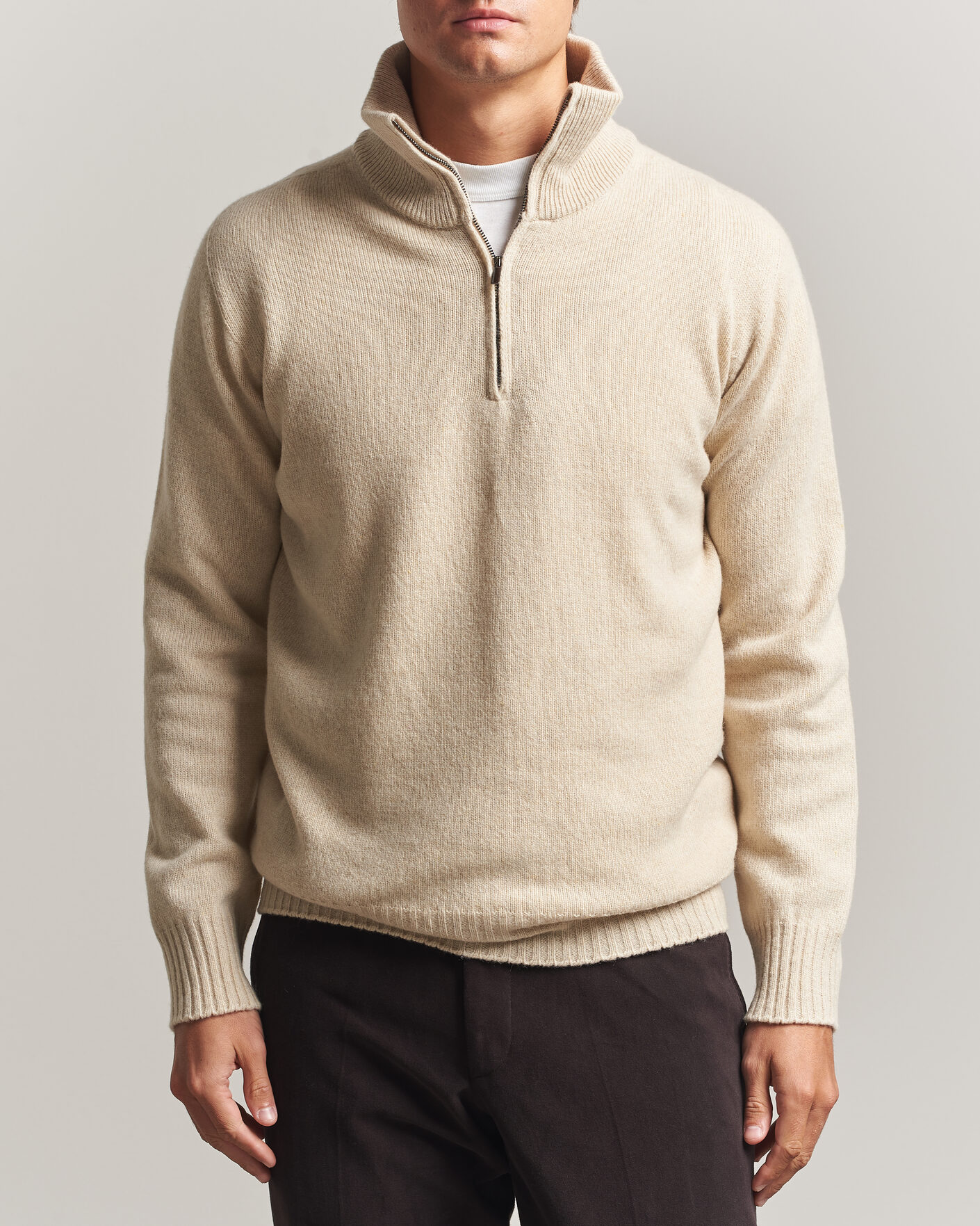 Uomini | Maglieria | Altea | Wool/Cashmere Half Zip Beige