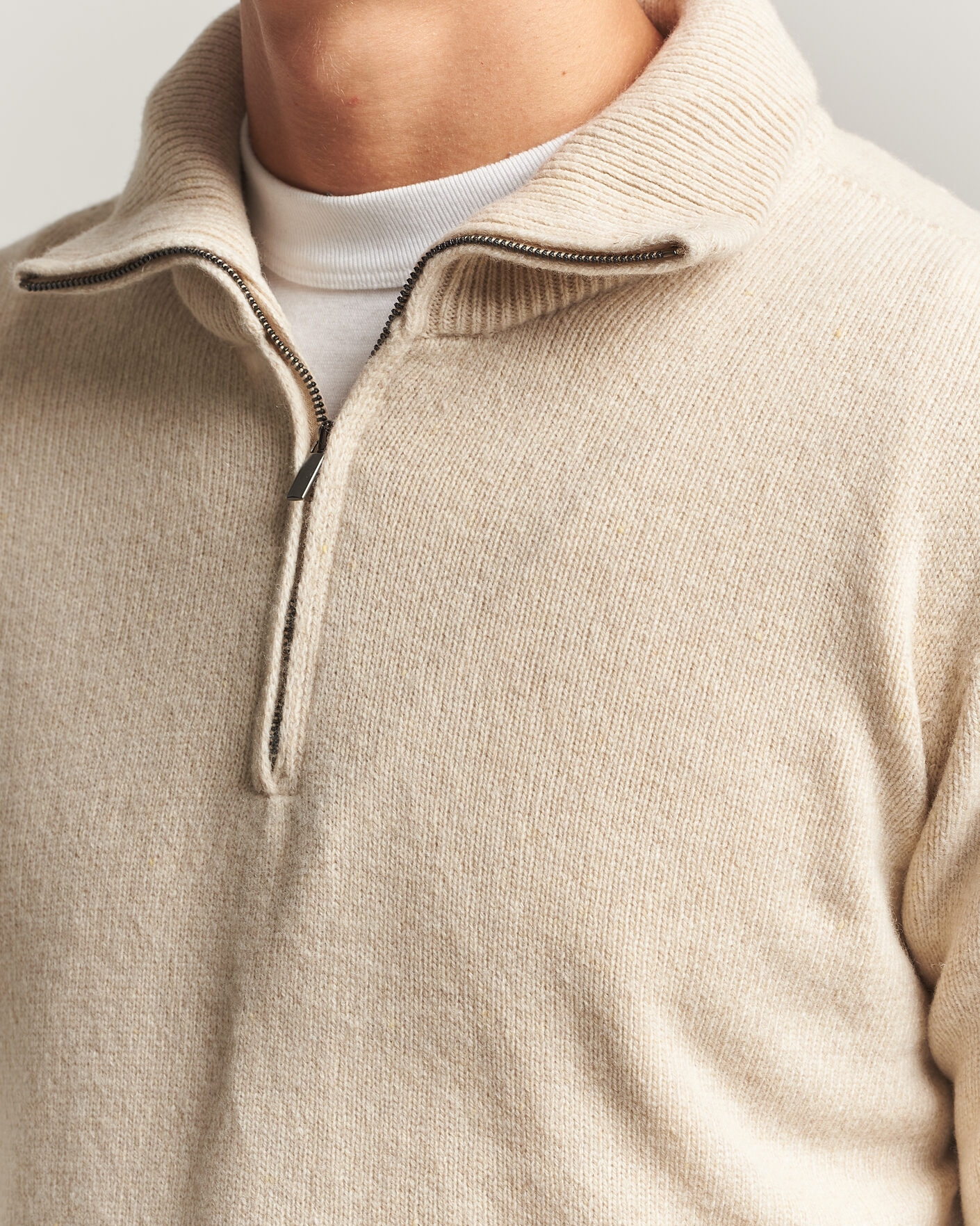 Uomini | Maglieria | Altea | Wool/Cashmere Half Zip Beige