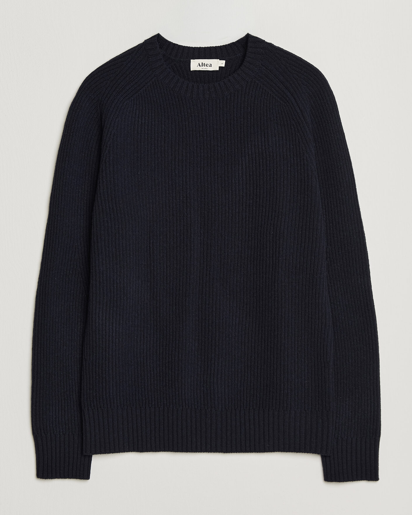 Uomini | Maglieria | Altea | Rib Wool Crew Neck Navy