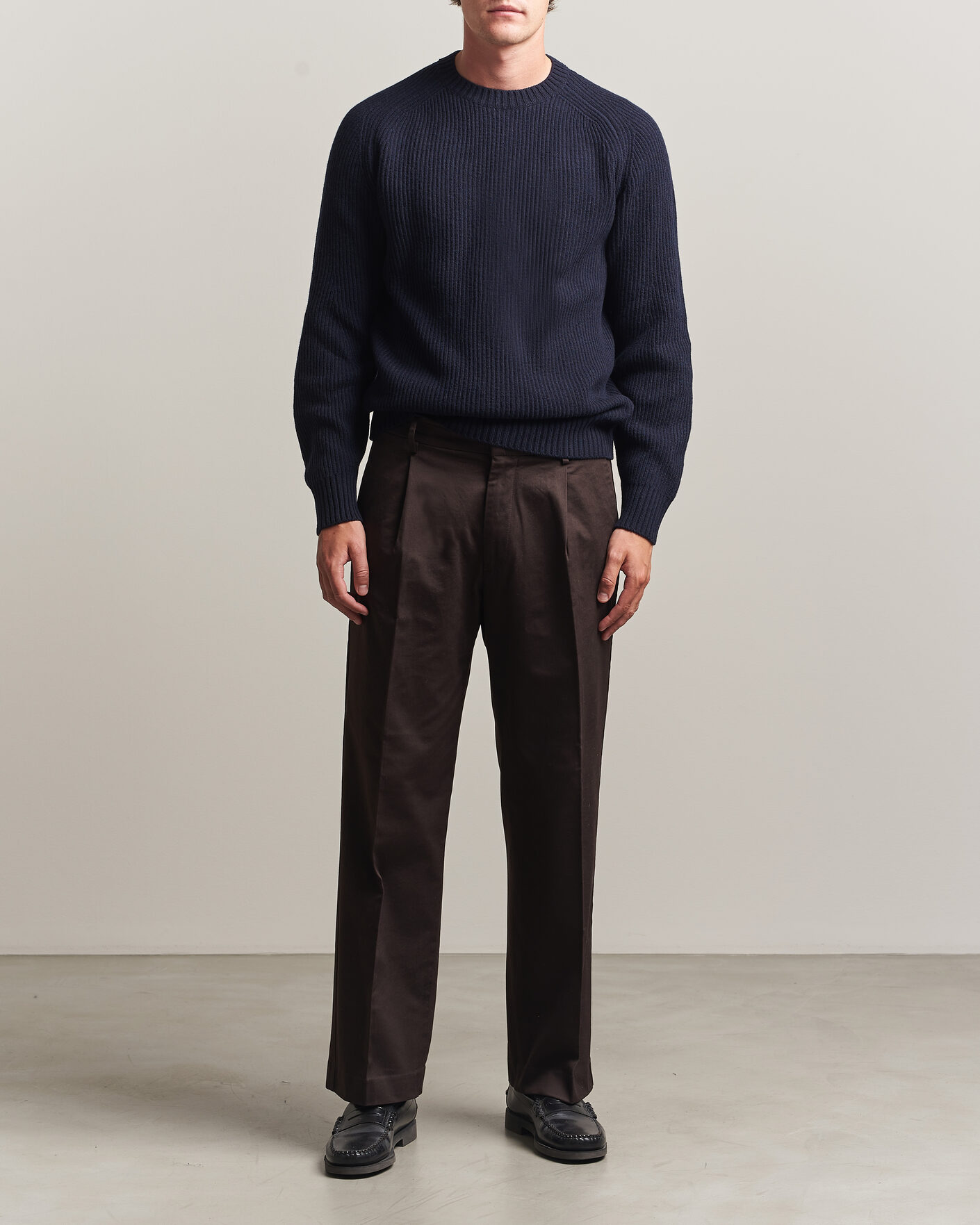 Uomini | Maglieria | Altea | Rib Wool Crew Neck Navy