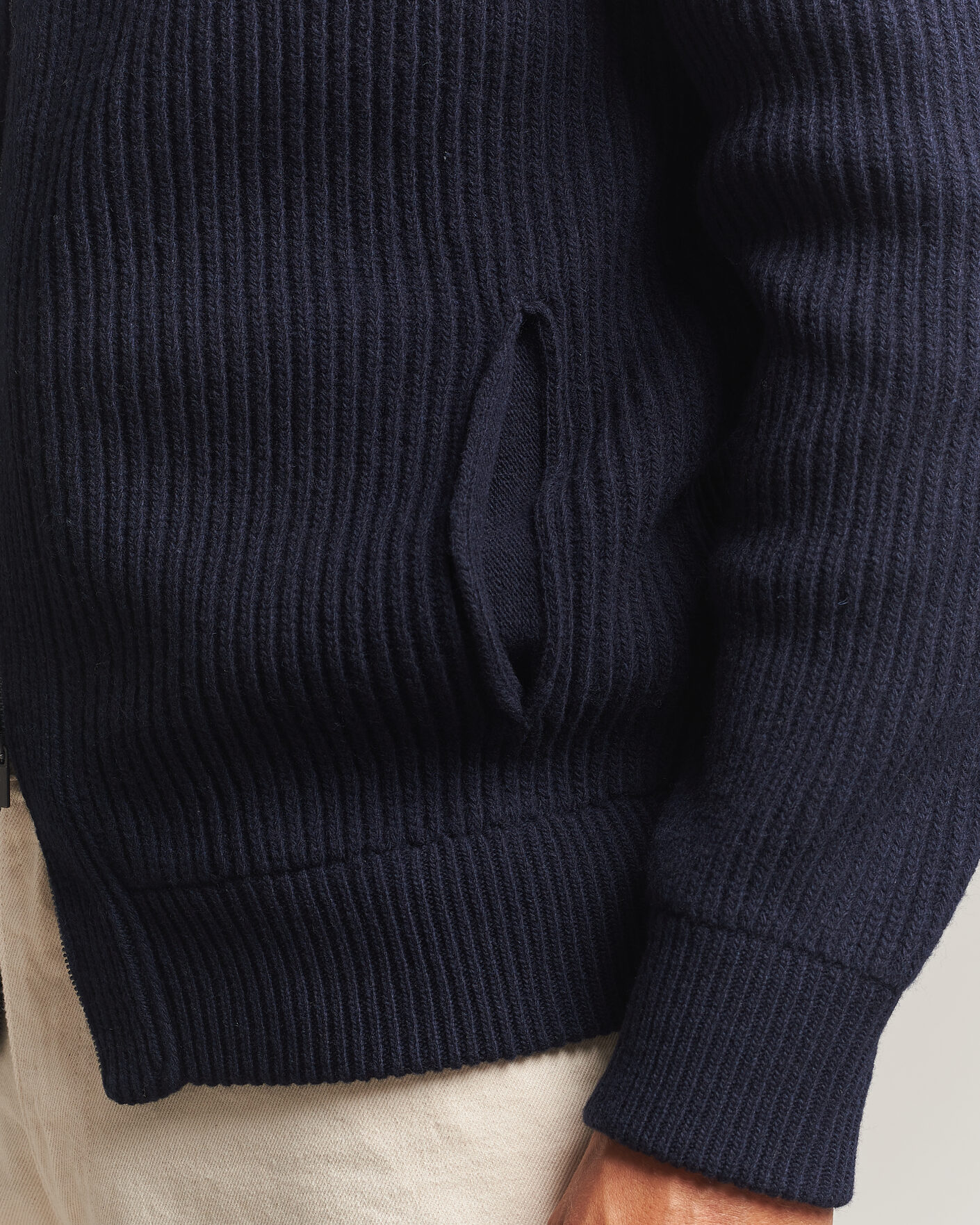 Uomini | Maglieria | Altea | Rib Wool Bomber Cardigan Navy