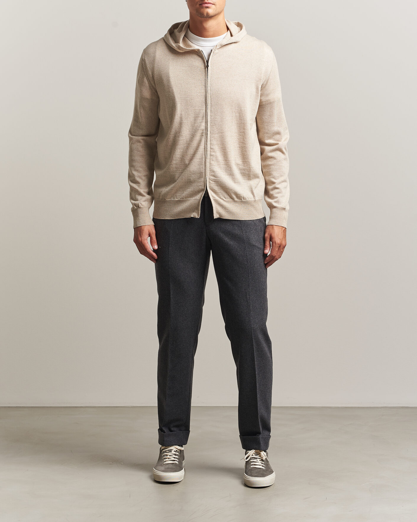 Uomini | Maglieria | Altea | Merino Wool Cardigan Beige