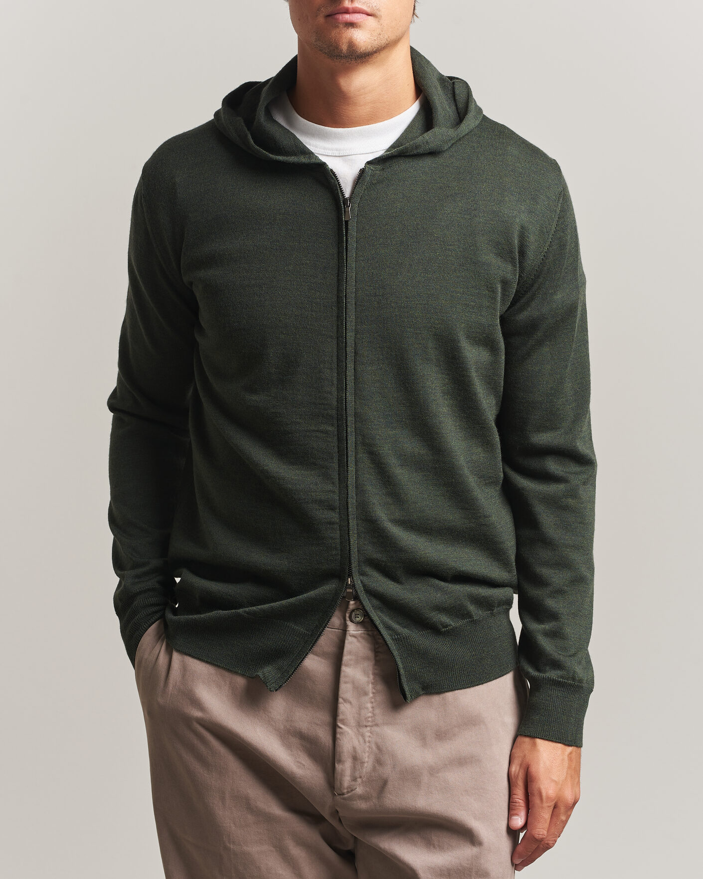 Uomini | Maglieria | Altea | Merino Wool Cardigan Dark Military