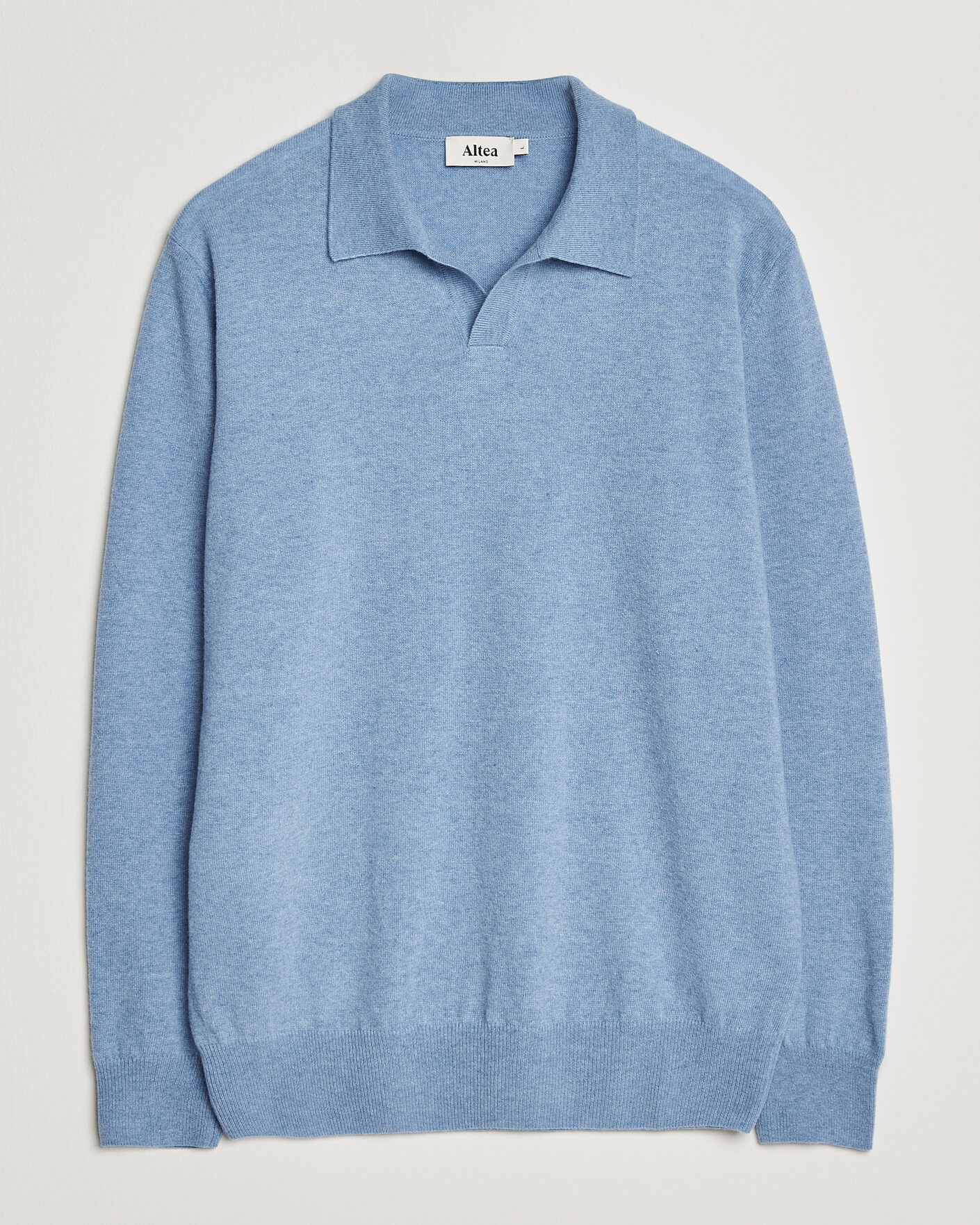 Uomini | Maglieria | Altea | Long Sleeve Knitted Polo Sky Blue