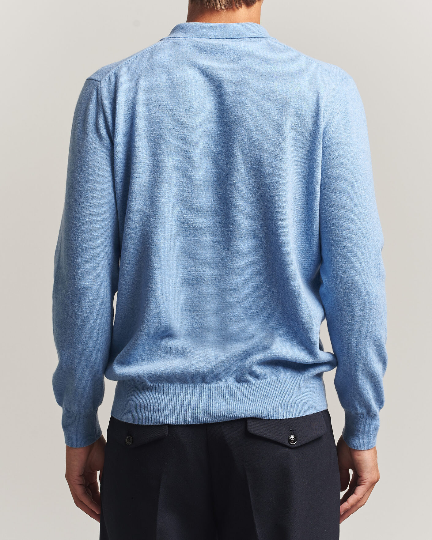 Uomini | Maglieria | Altea | Long Sleeve Knitted Polo Sky Blue