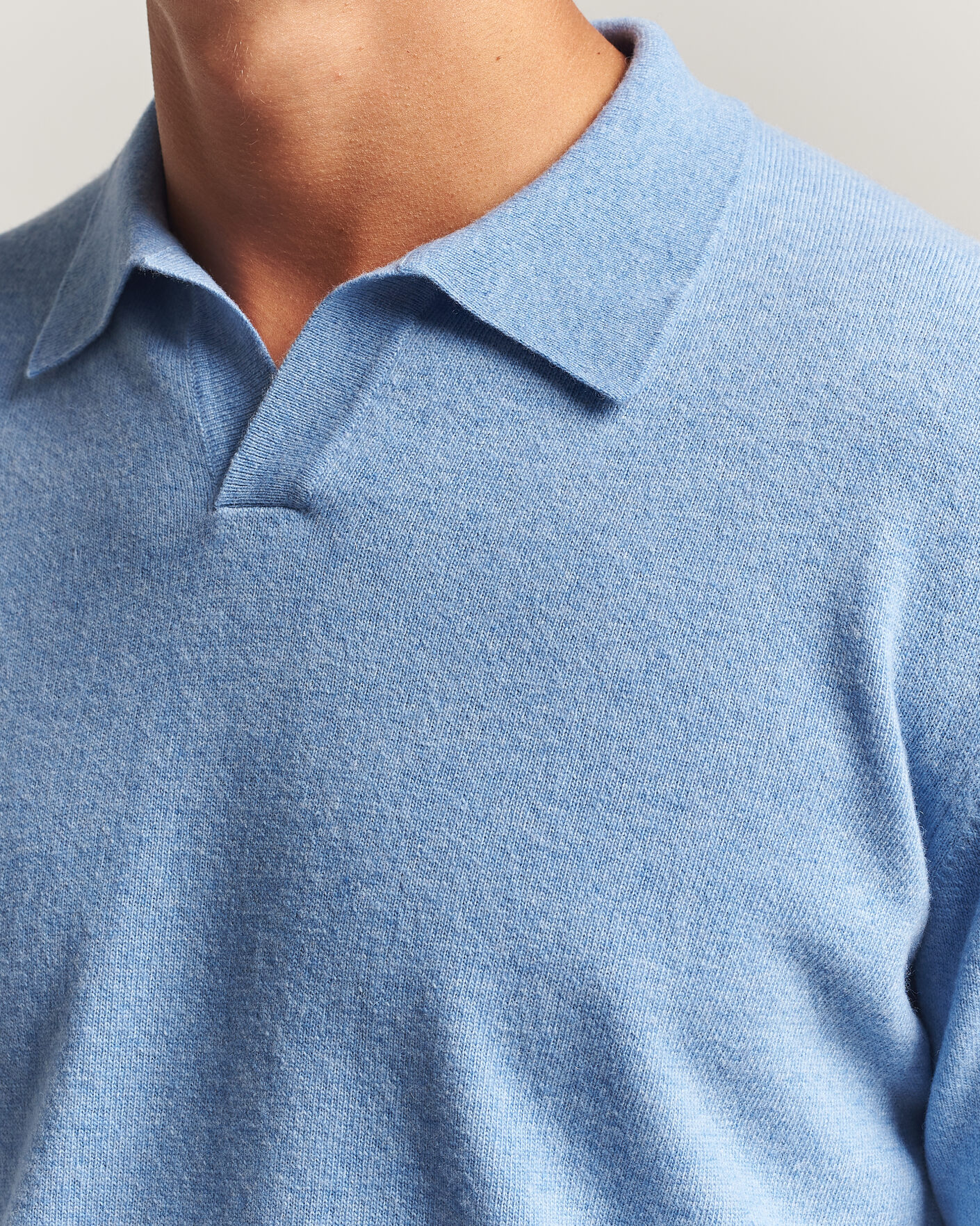 Uomini | Maglieria | Altea | Long Sleeve Knitted Polo Sky Blue