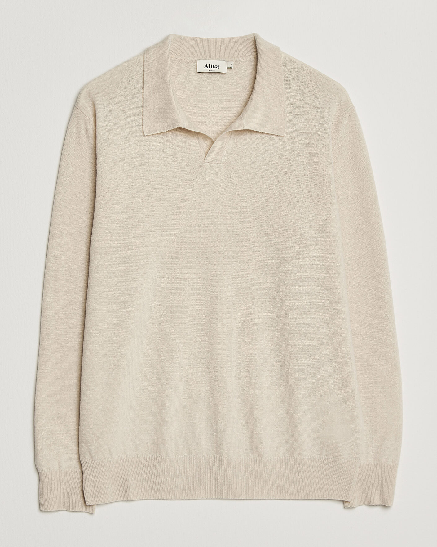 Uomini | Maglieria | Altea | Long Sleeve Knitted Polo Beige