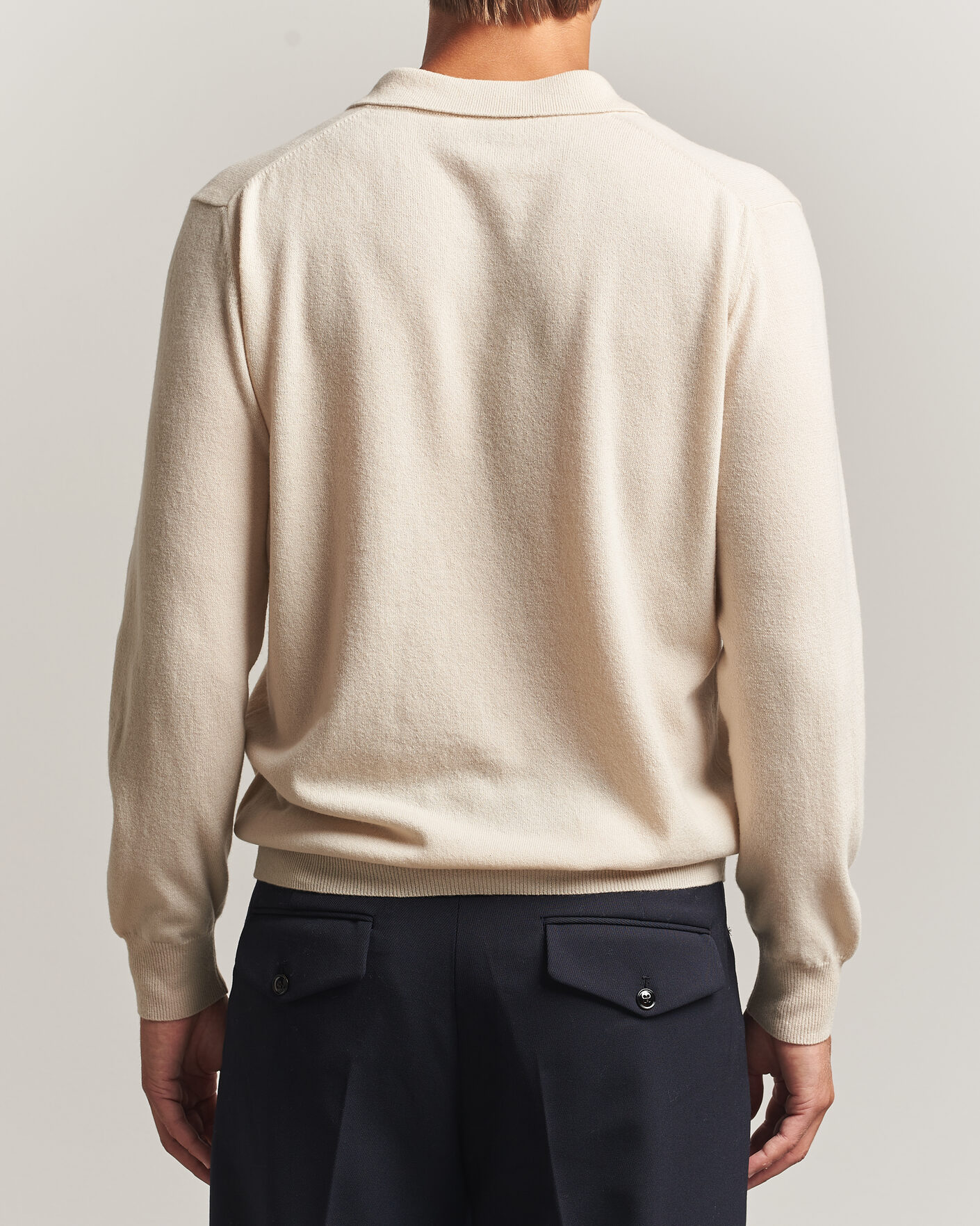 Uomini | Maglieria | Altea | Long Sleeve Knitted Polo Beige