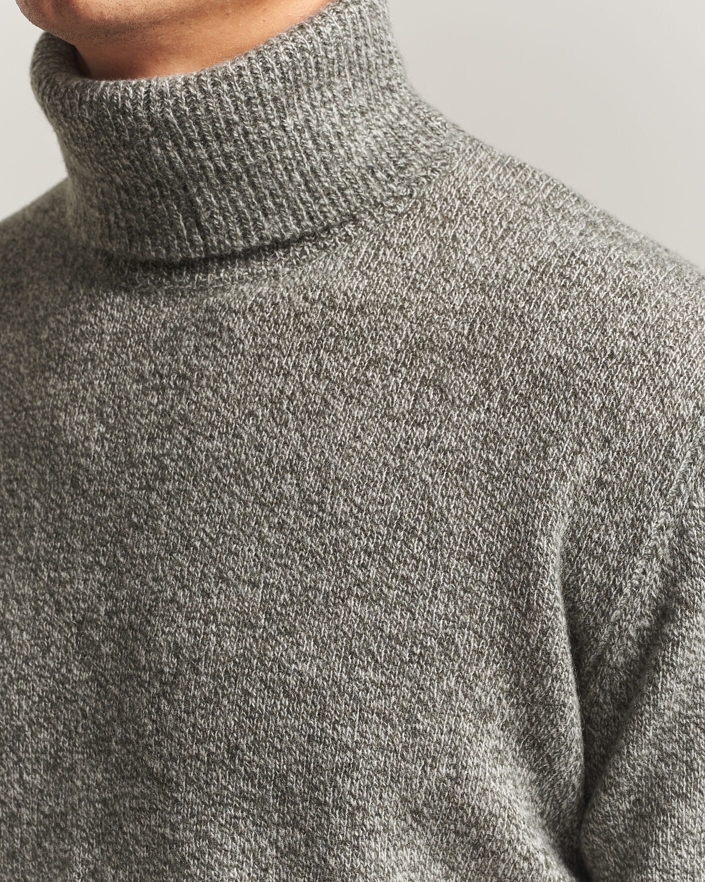 Uomini | Maglieria | Altea | Cloud Cashmere Blend Rollneck Green Melange