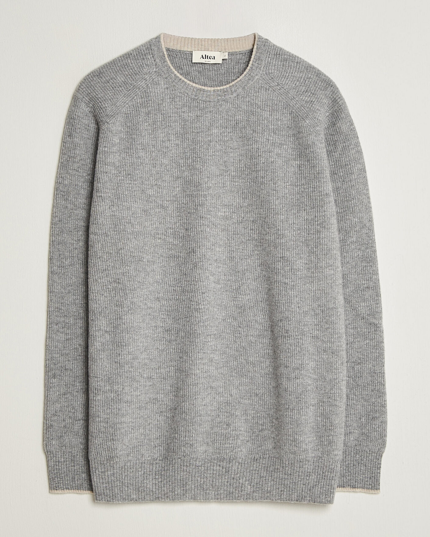 Uomini | Maglieria | Altea | Rib Wool Raglan Sweater Light Grey