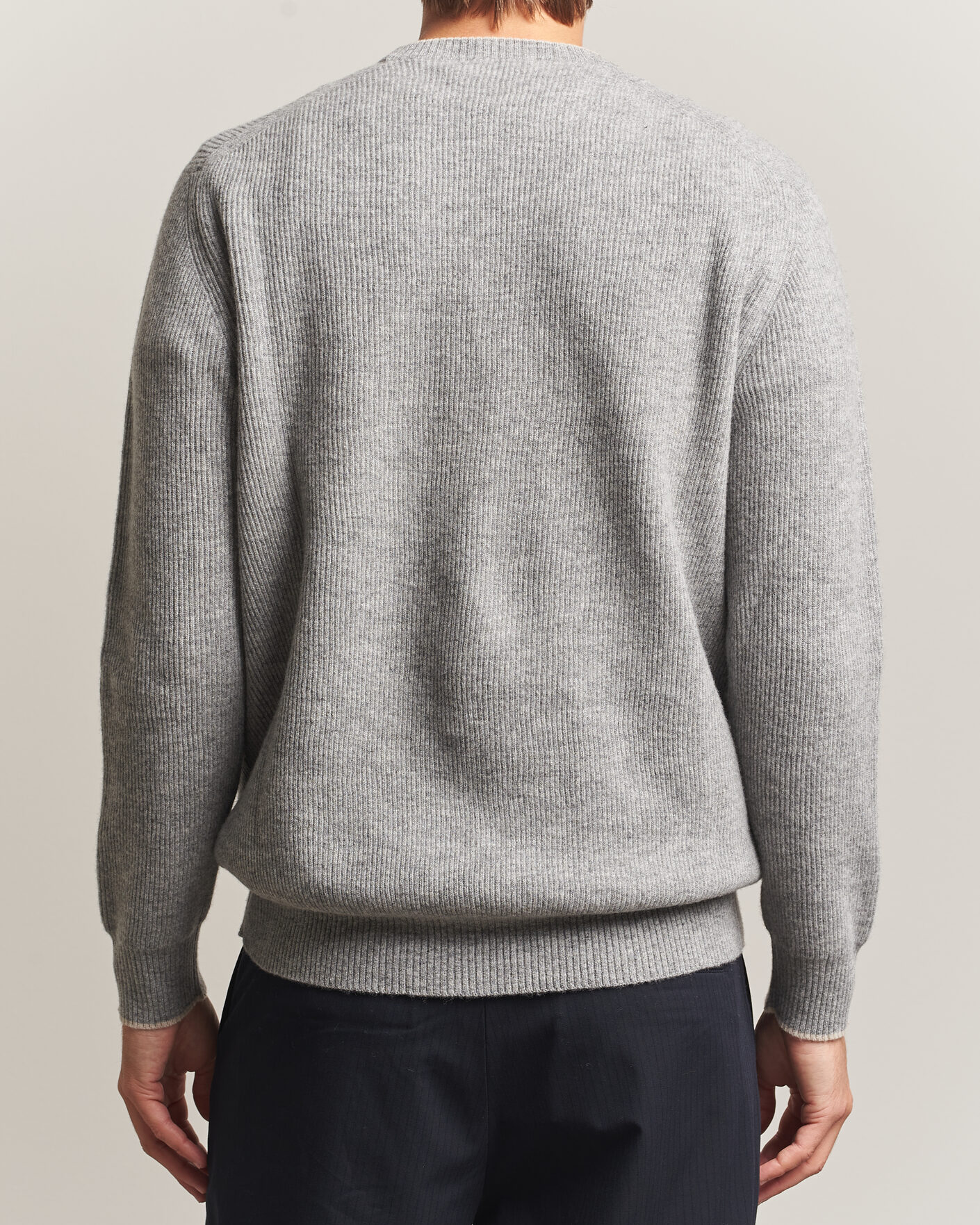 Uomini | Maglieria | Altea | Rib Wool Raglan Sweater Light Grey