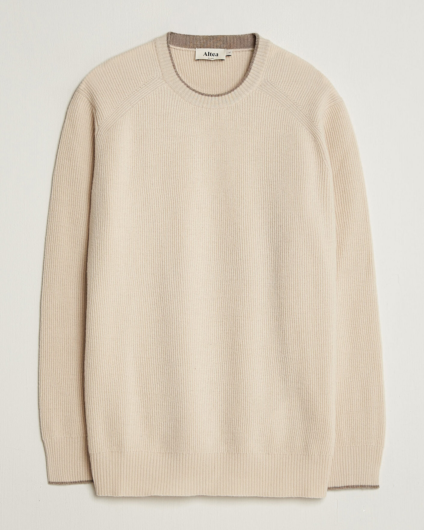 Uomini | Maglieria | Altea | Rib Wool Raglan Sweater Cream