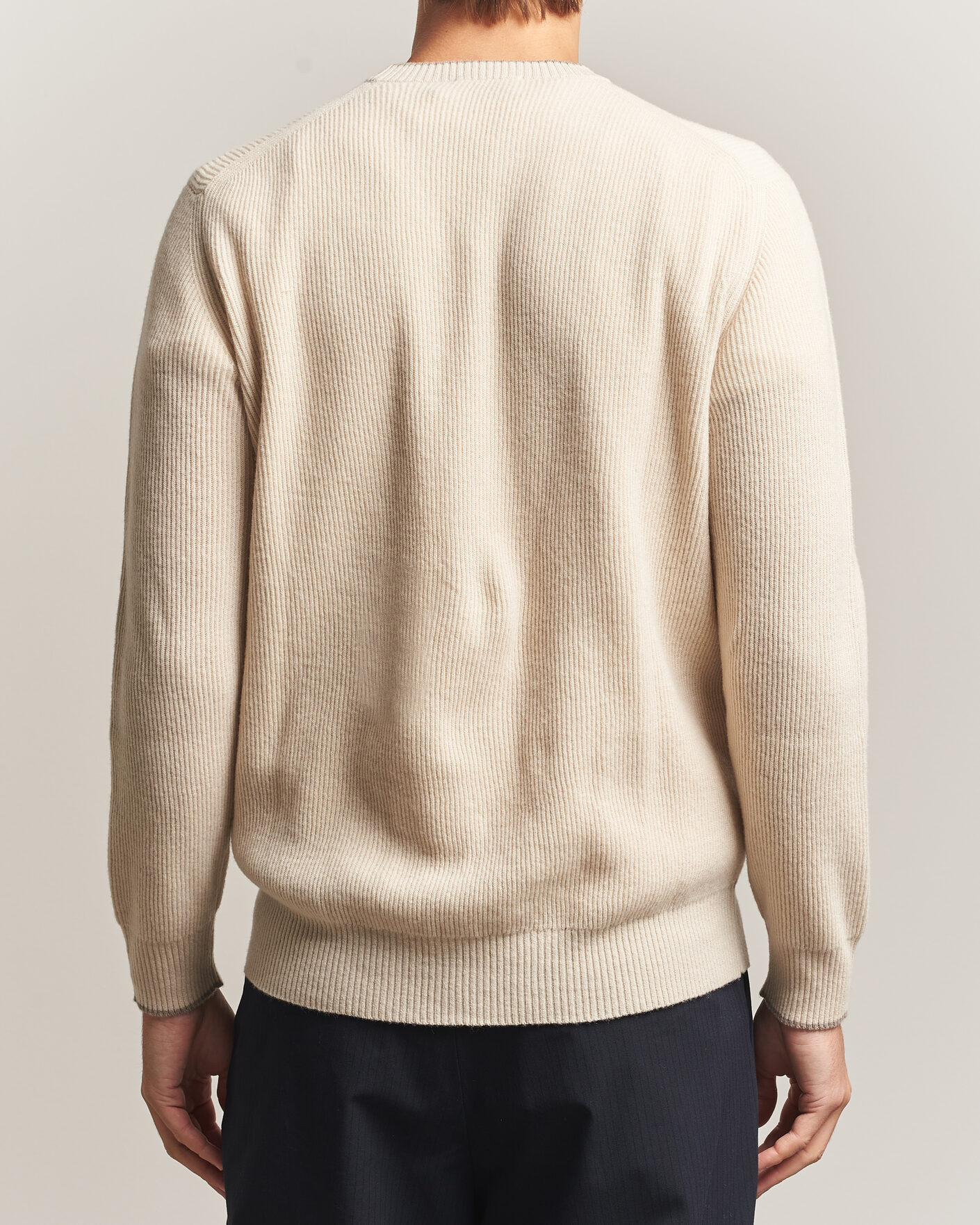 Uomini | Maglieria | Altea | Rib Wool Raglan Sweater Cream