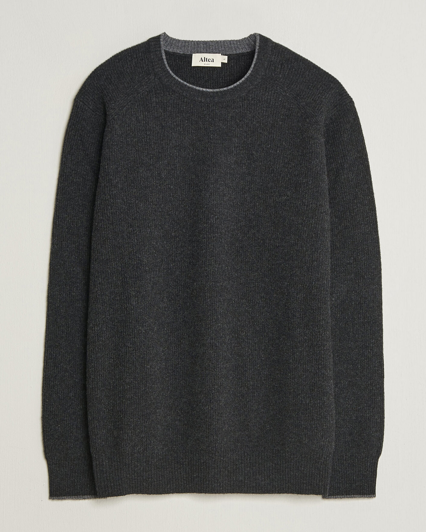 Uomini | Maglieria | Altea | Rib Wool Raglan Sweater Charcoal