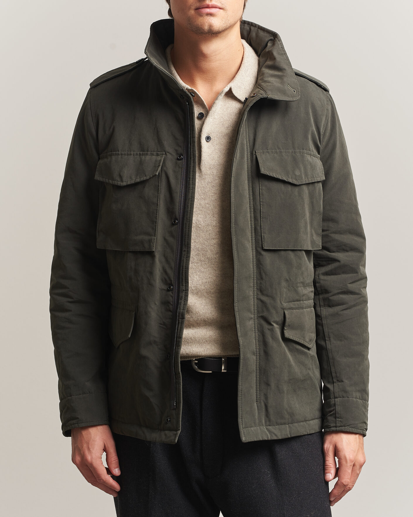Uomini | Giacche | Aspesi | Lined Cotton Field Jacket Grey