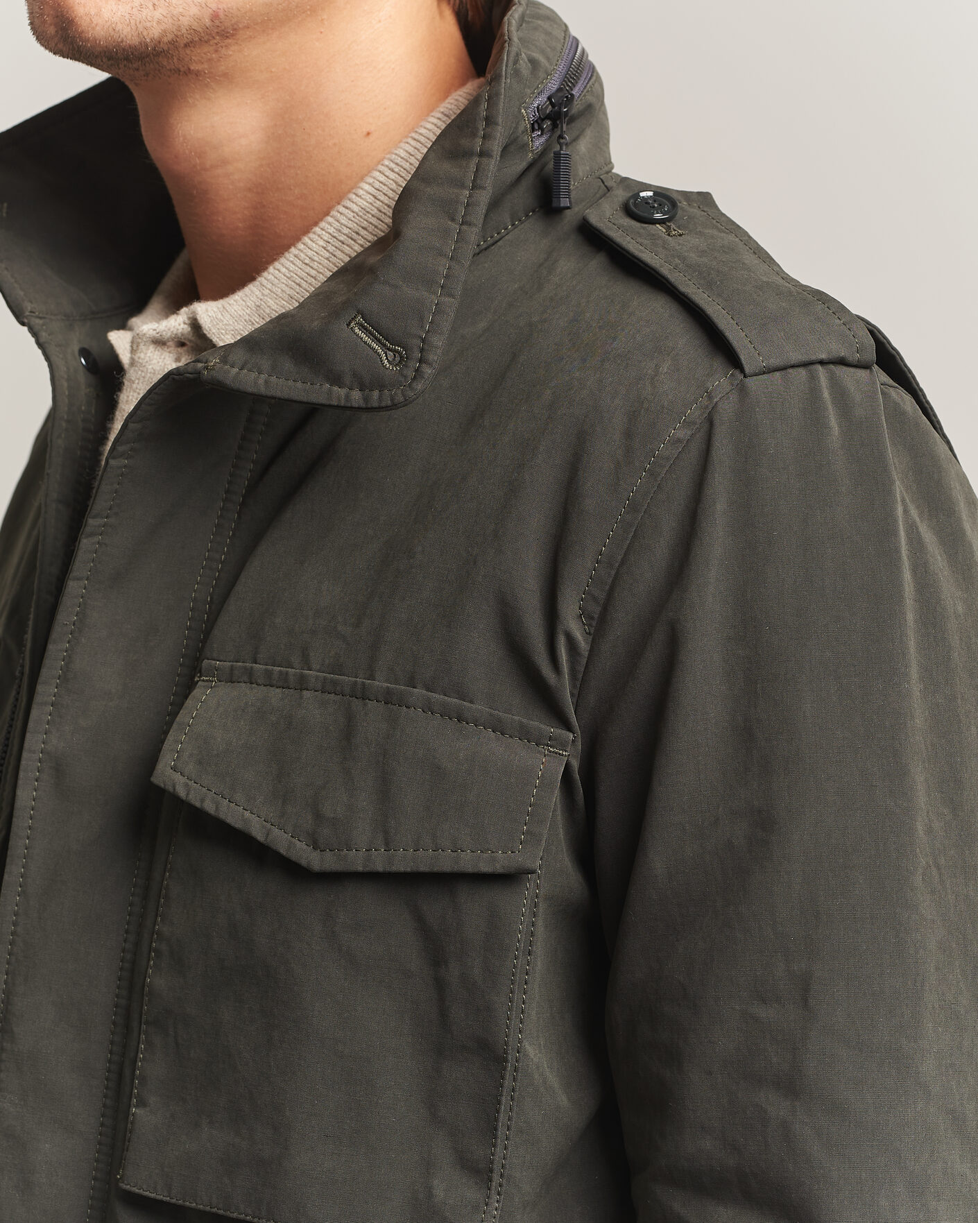Uomini | Giacche | Aspesi | Lined Cotton Field Jacket Grey