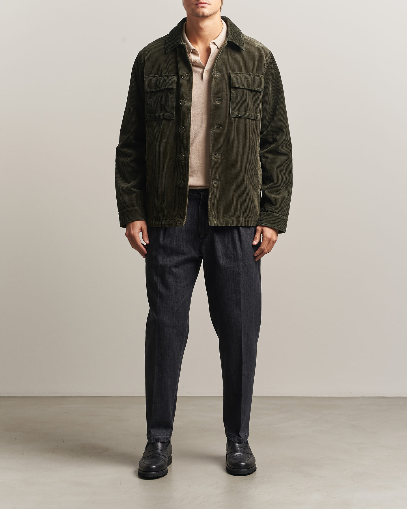 Uomini | Giacche | Aspesi | Tigre Corduroy Shirt Jacket Military