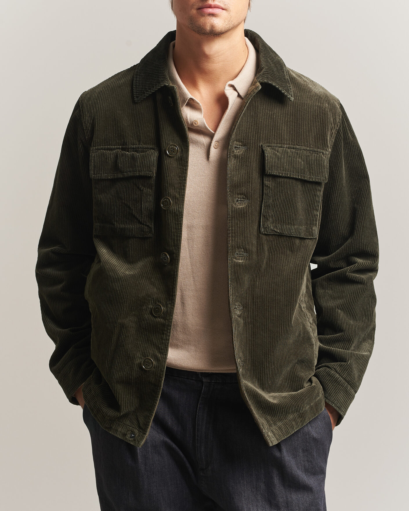Uomini | Giacche | Aspesi | Tigre Corduroy Shirt Jacket Military