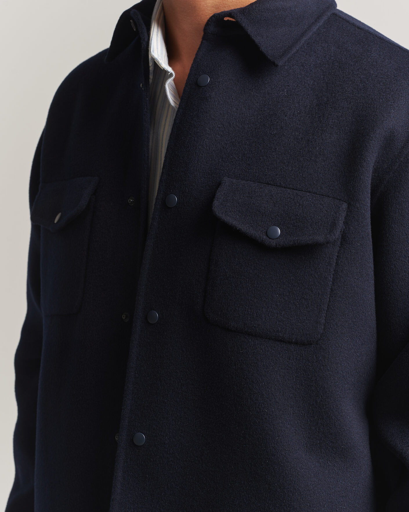 Uomini | Giacche | Aspesi | Double Wool Shirt Jacket Navy