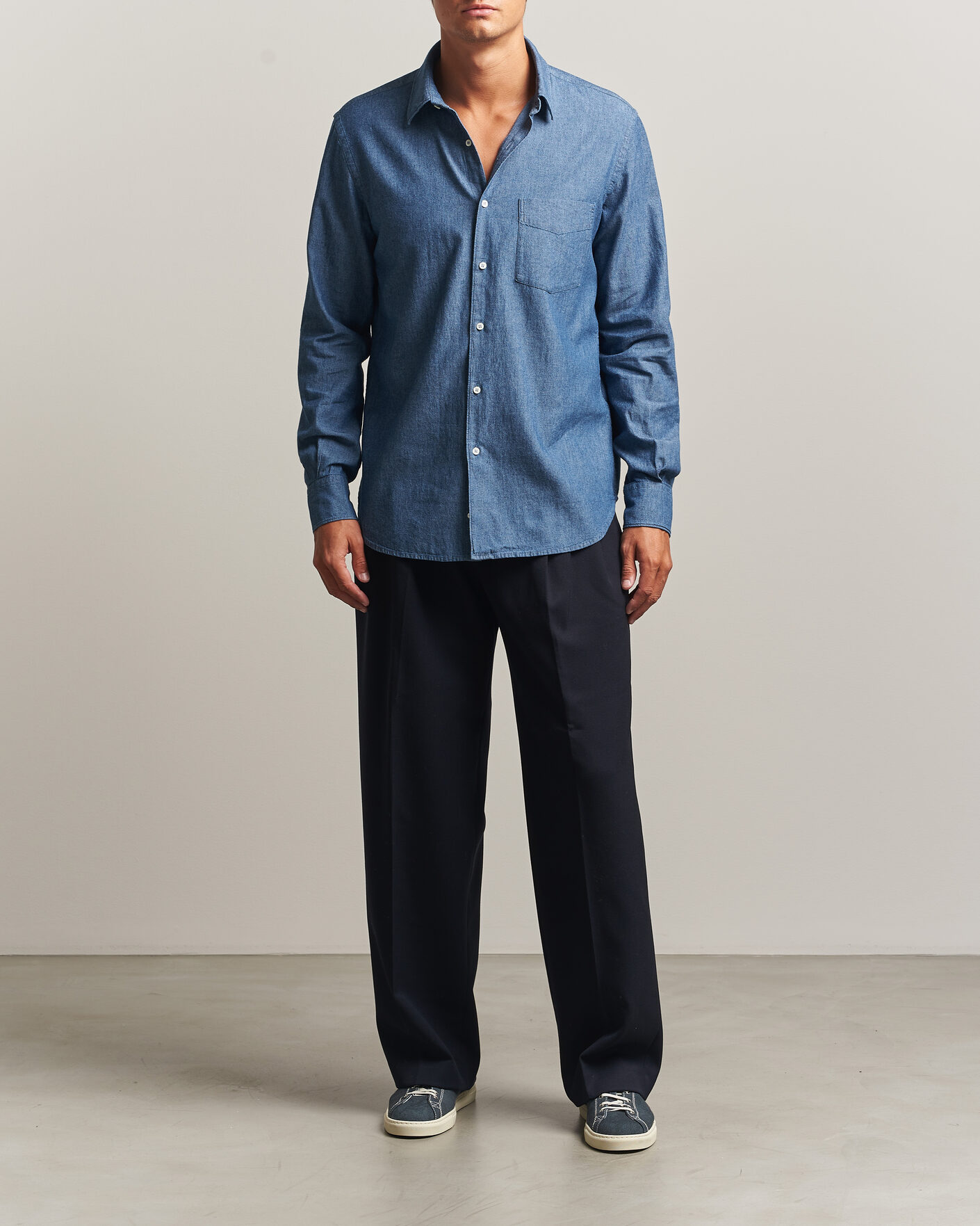Uomini | Camicie | Aspesi | Chambray Shirt Blue Denim