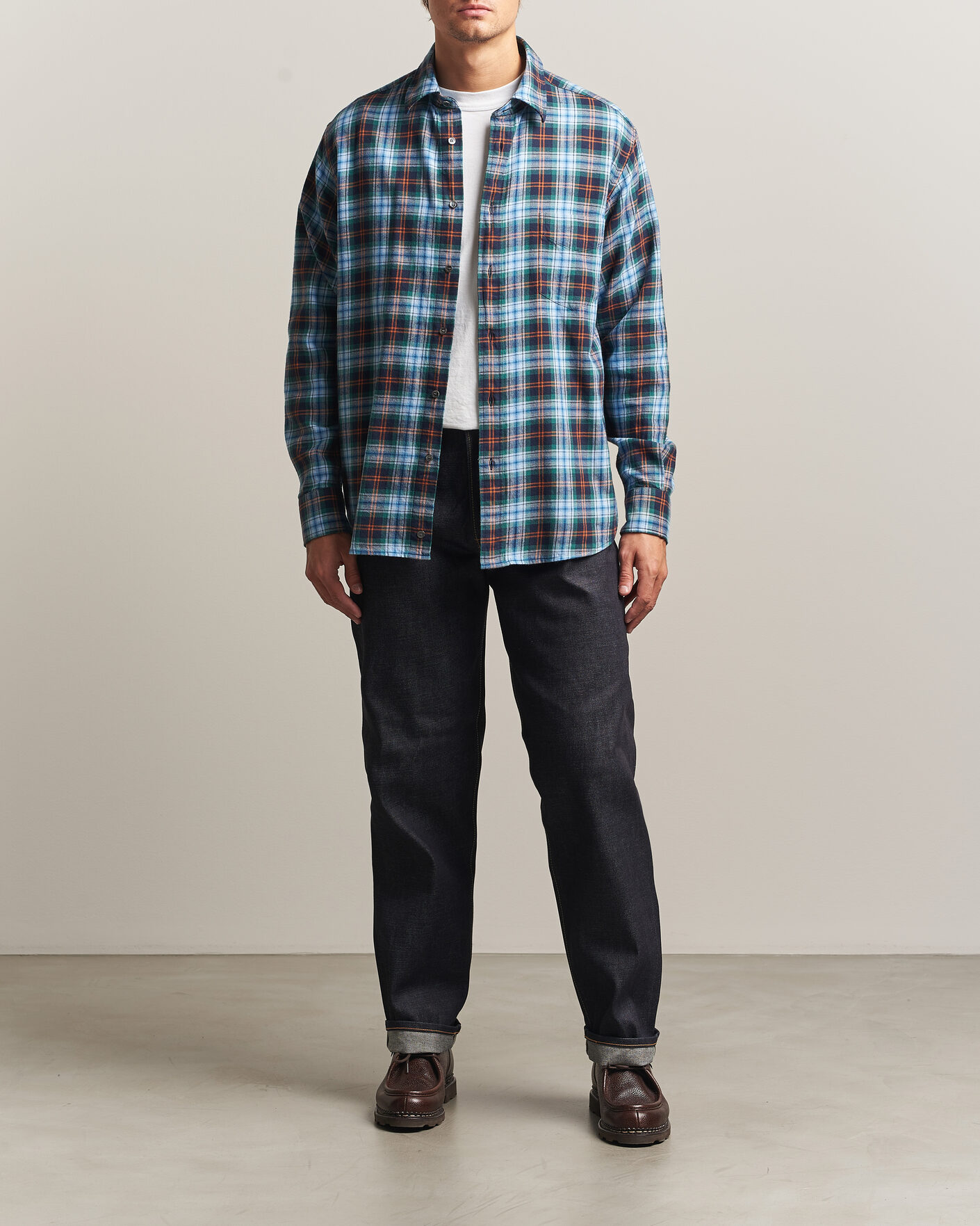 Uomini | Camicie | Aspesi | Flannel Shirt Blue Check
