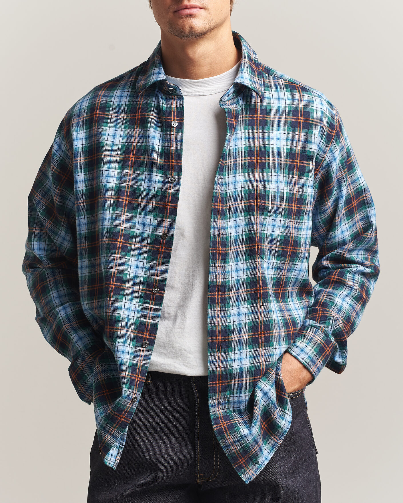Uomini | Camicie | Aspesi | Flannel Shirt Blue Check
