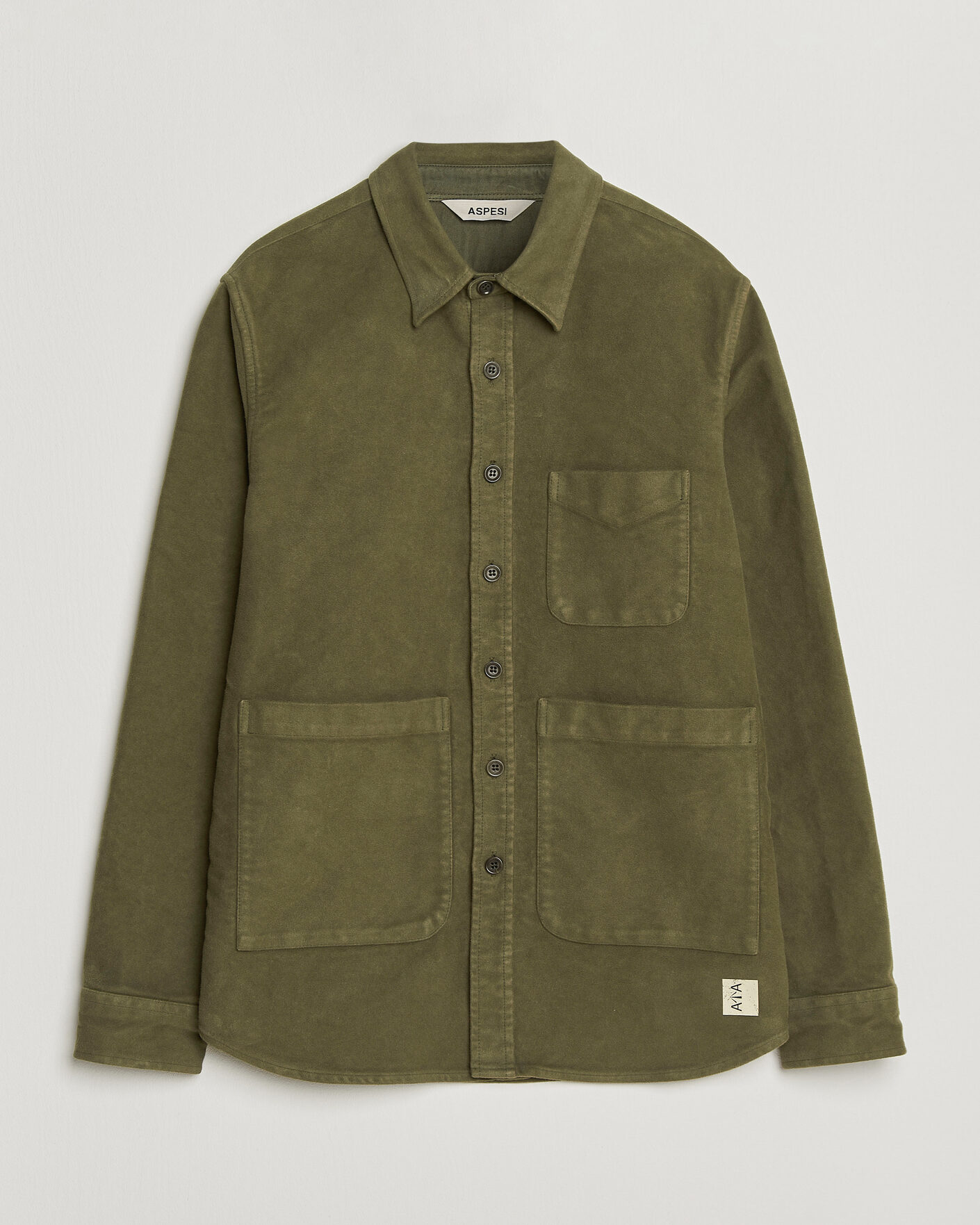 Uomini | Camicie | Aspesi | Moleskine Utility Shirt Military
