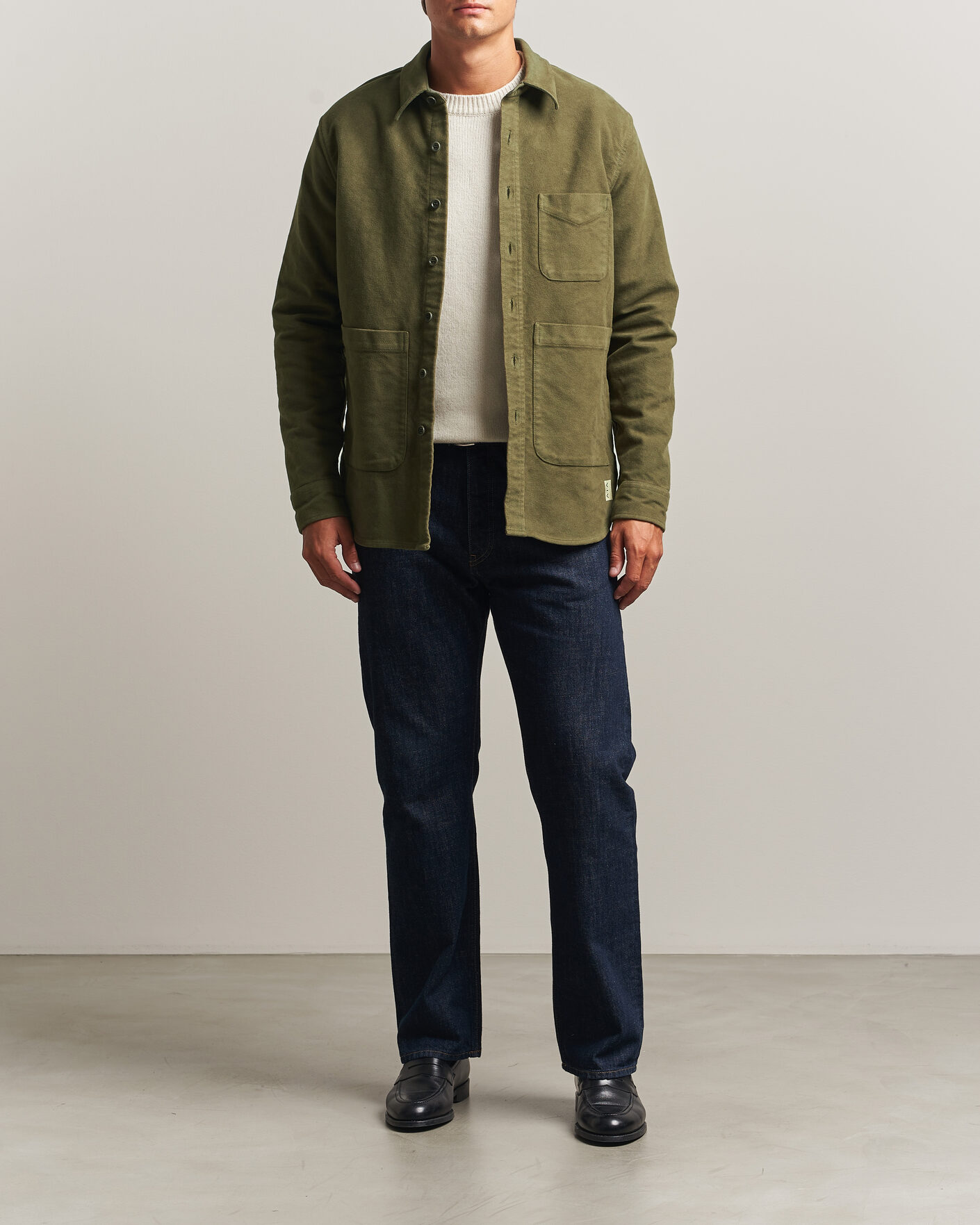 Uomini | Camicie | Aspesi | Moleskine Utility Shirt Military