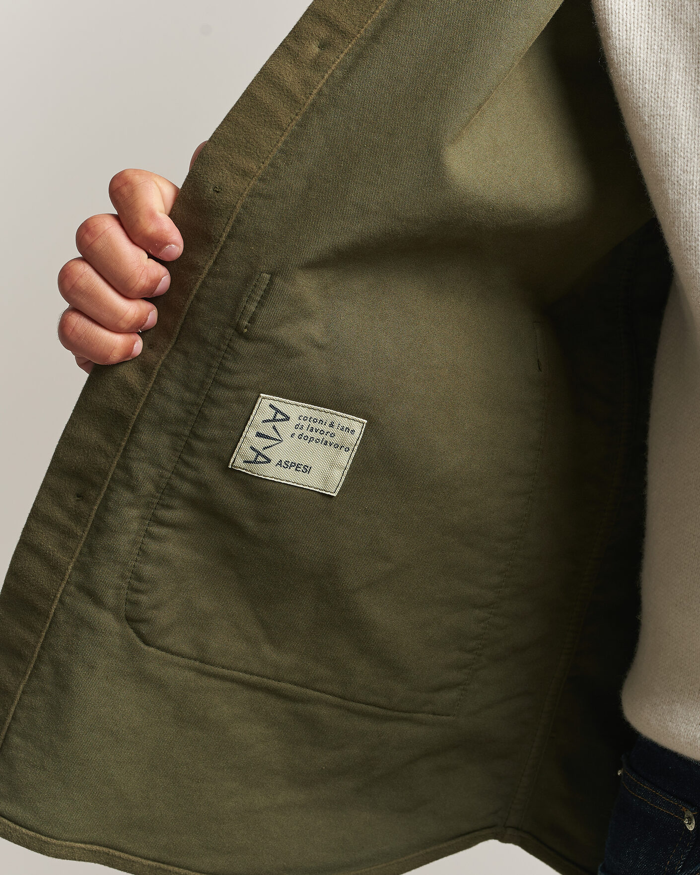 Uomini | Camicie | Aspesi | Moleskine Utility Shirt Military