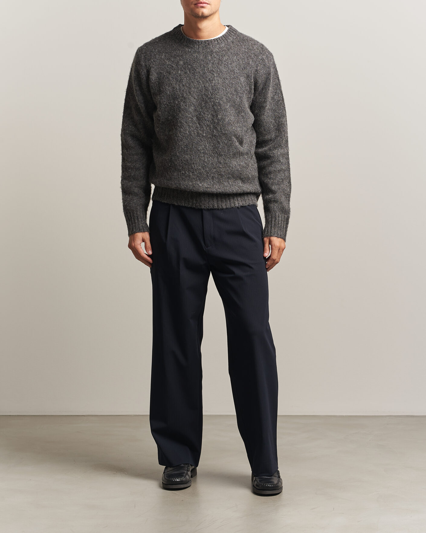 Uomini | Maglieria | Aspesi | Brushed Shetland Sweater Grey Melange