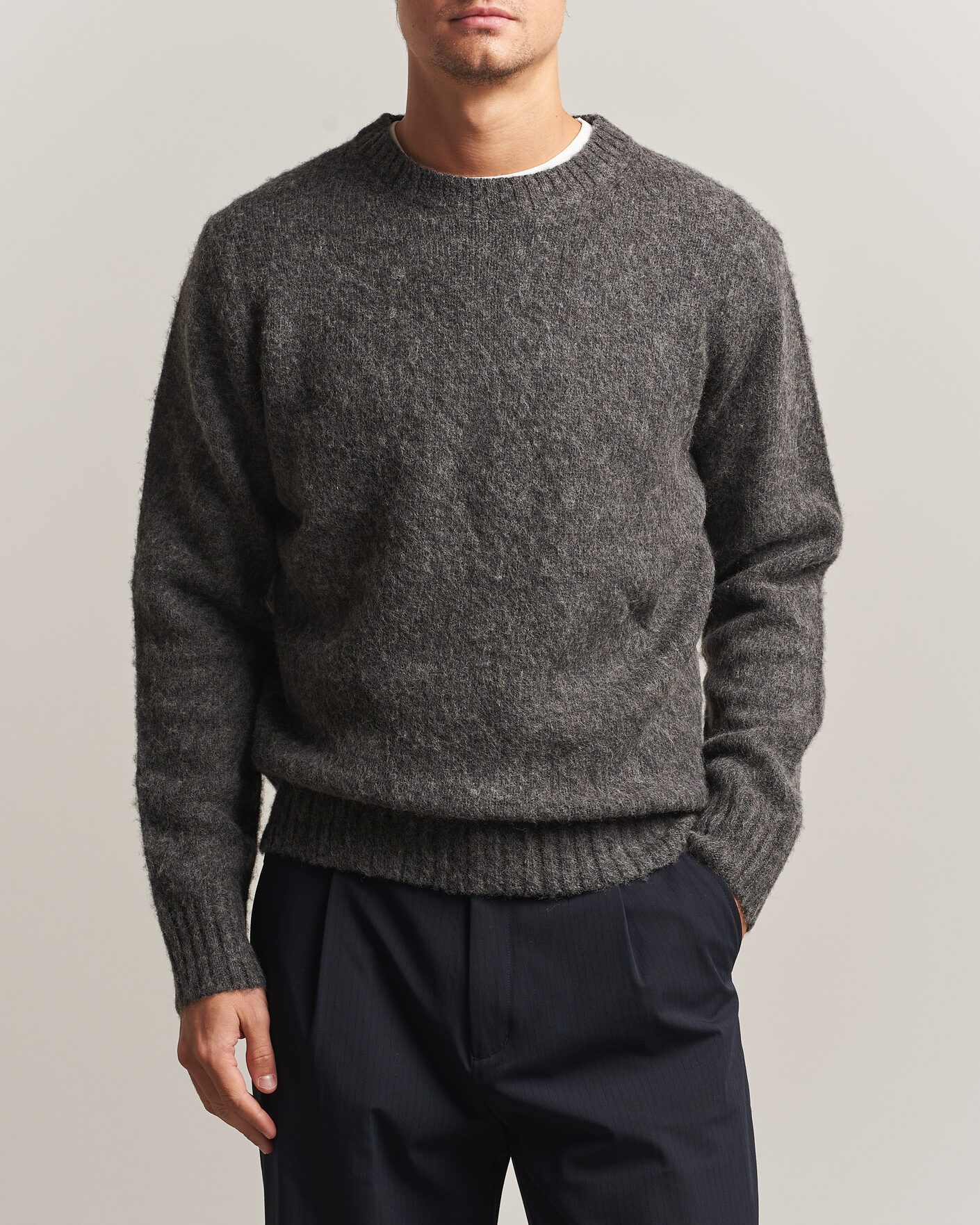 Uomini | Maglieria | Aspesi | Brushed Shetland Sweater Grey Melange