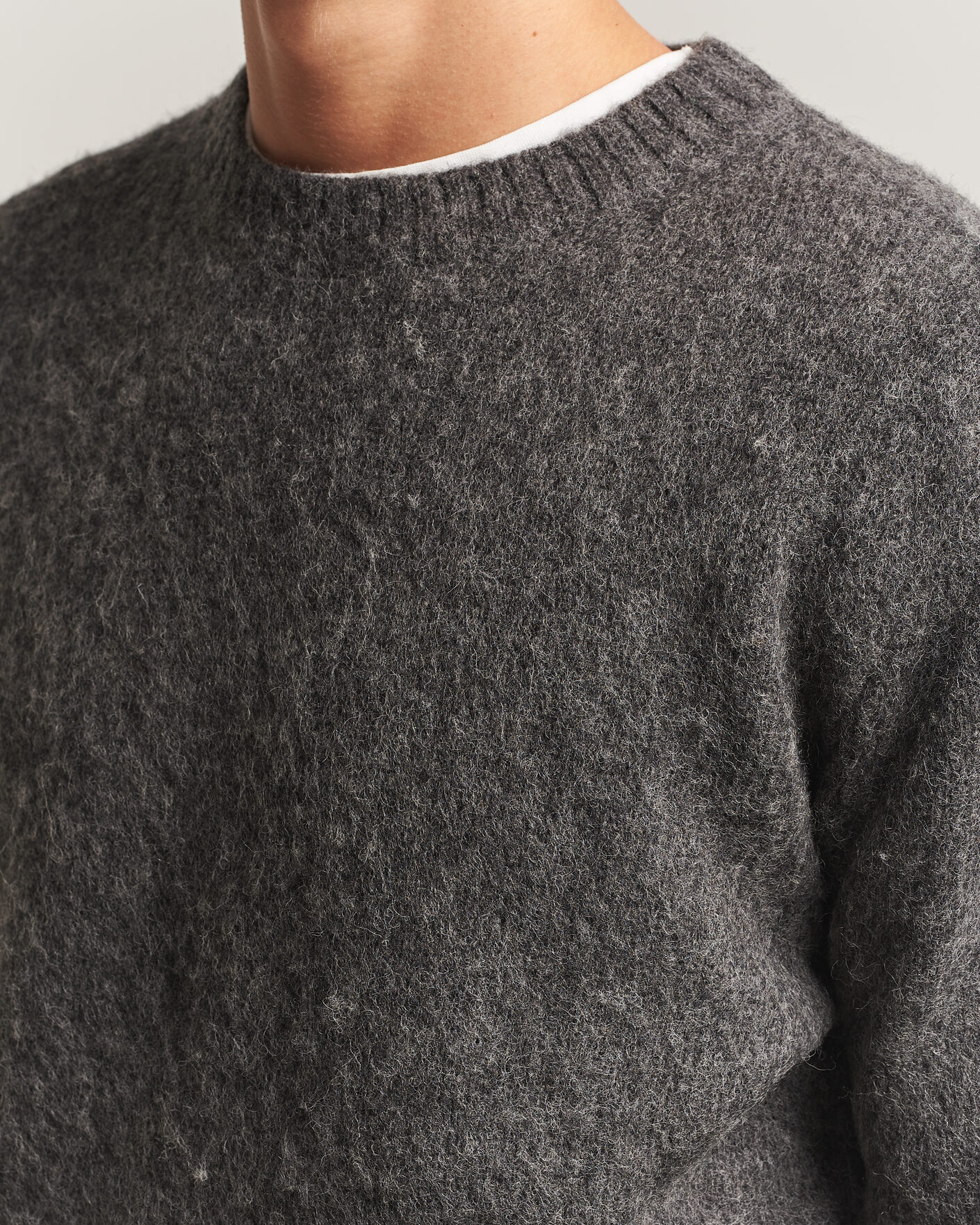 Uomini | Maglieria | Aspesi | Brushed Shetland Sweater Grey Melange