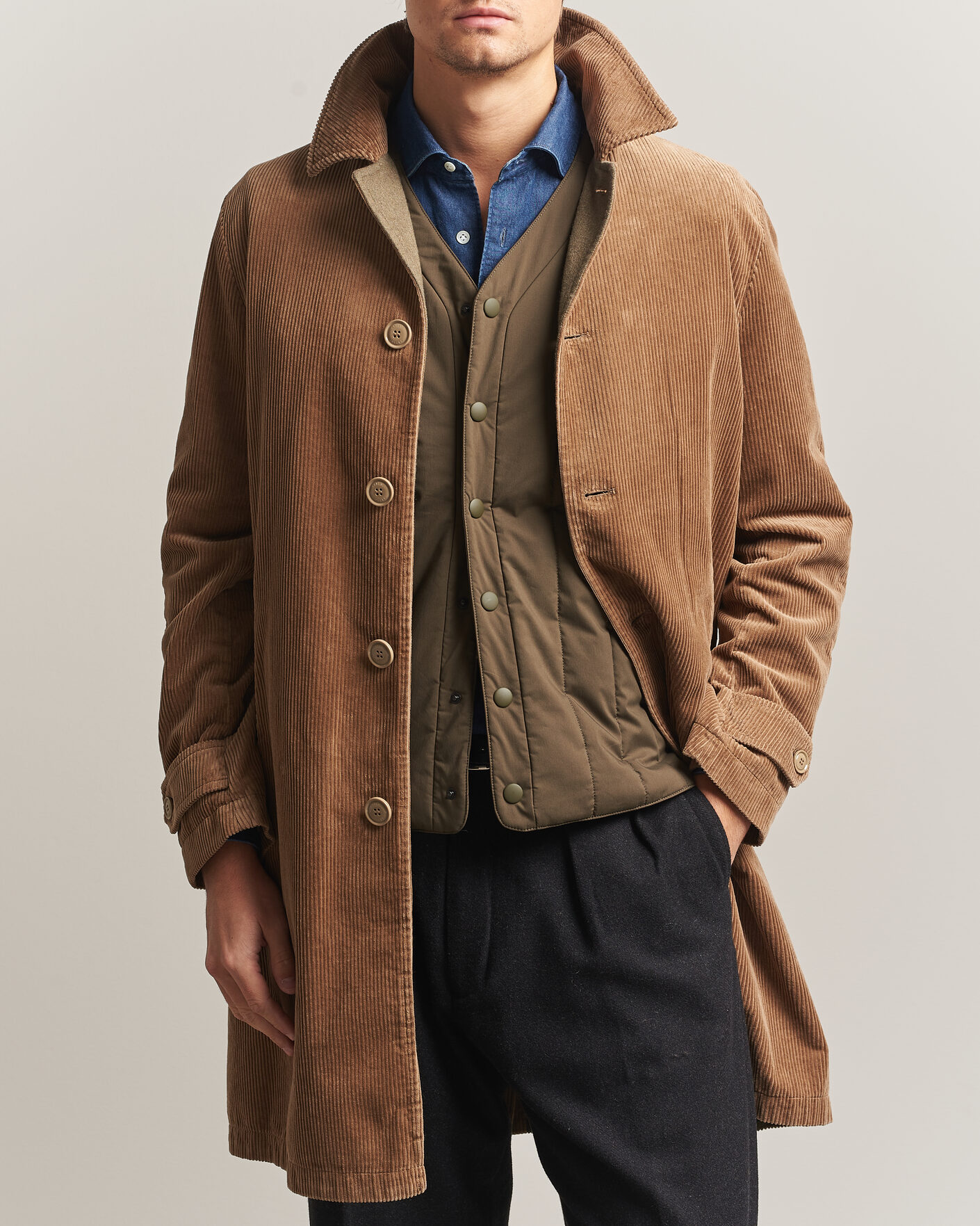 Uomini | Giacche | Aspesi | Corduroy Raglan Coat Beige