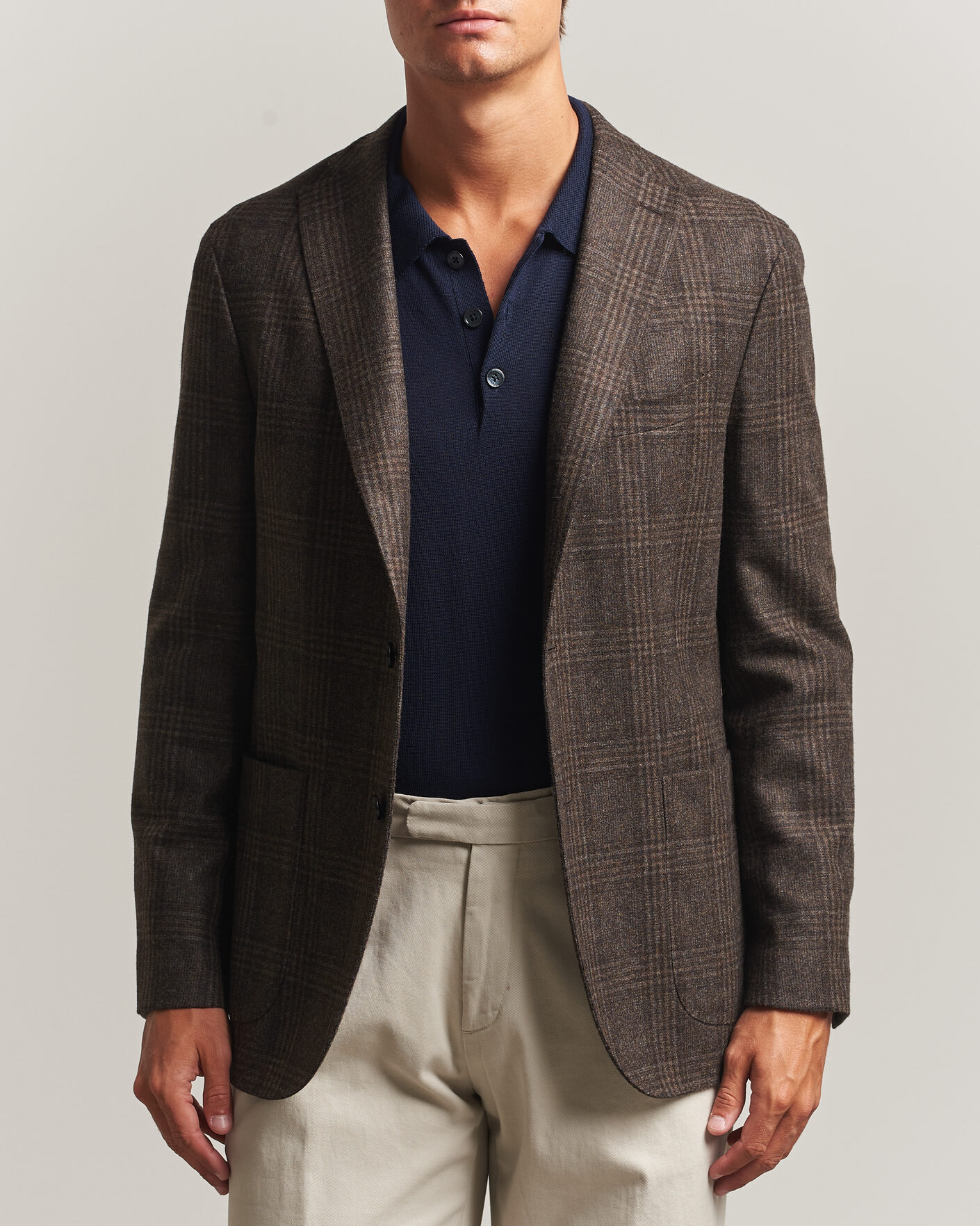 Uomini | Blazers | Boglioli | K Jacket Wool Check Blazer Dark Brown