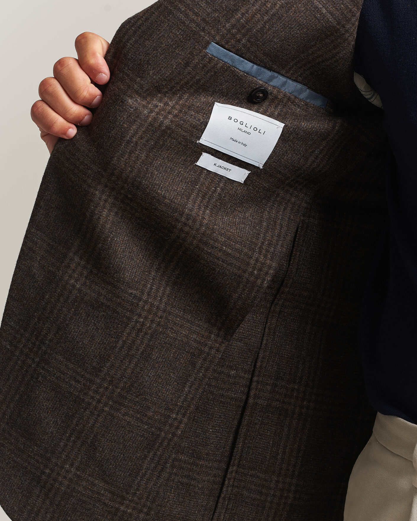 Uomini | Blazers | Boglioli | K Jacket Wool Check Blazer Dark Brown