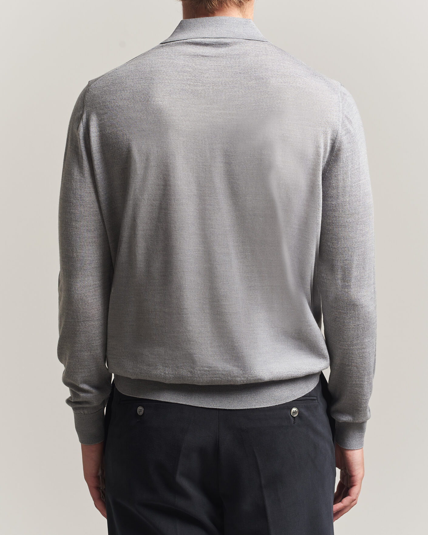 Uomini | Maglieria | Boglioli | Knitted Long Sleeve Polo Light Grey