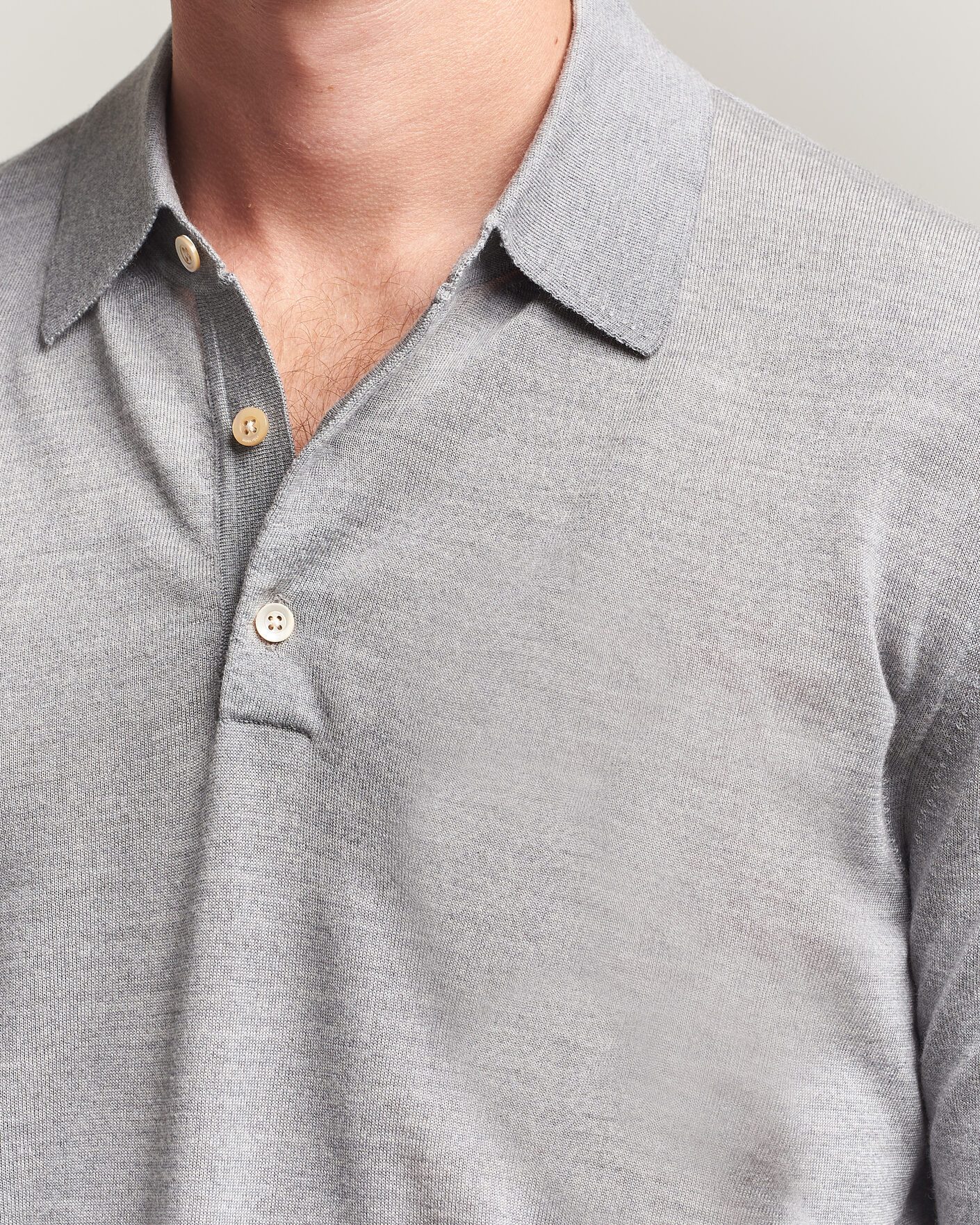 Uomini | Maglieria | Boglioli | Knitted Long Sleeve Polo Light Grey