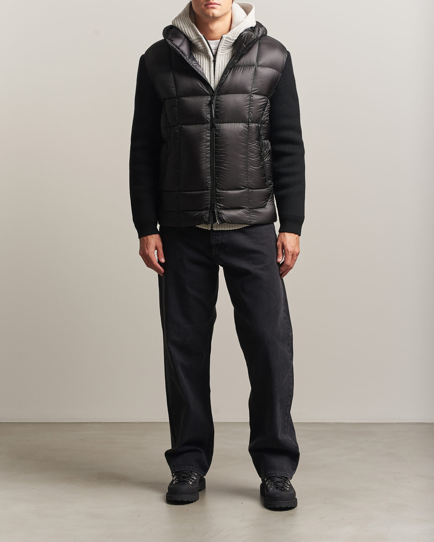 Uomini | Giacche | C.P. Company | Merino Wool Padded Hybrid Hood Jacket Black