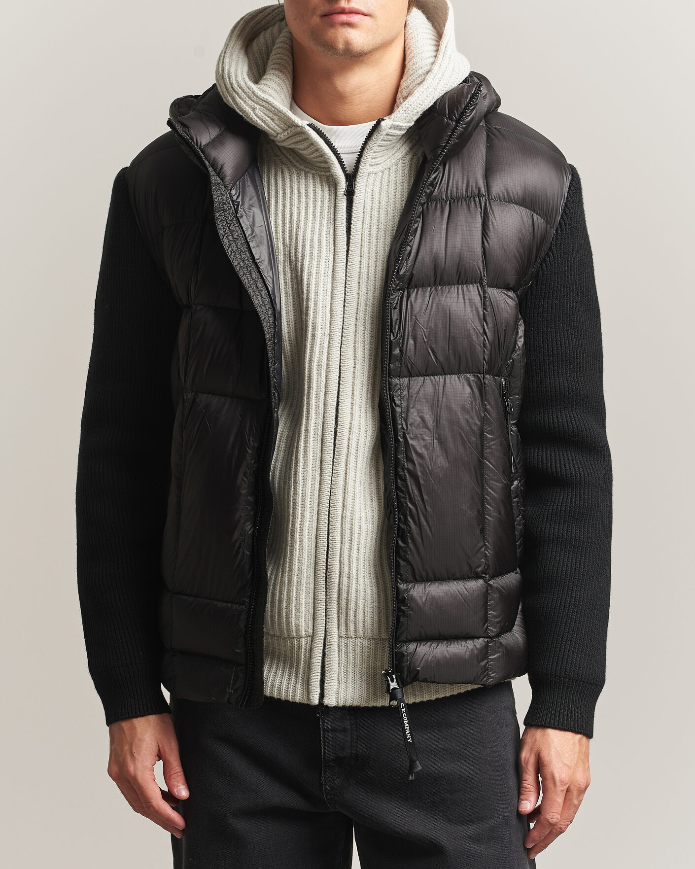 Uomini | Giacche | C.P. Company | Merino Wool Padded Hybrid Hood Jacket Black