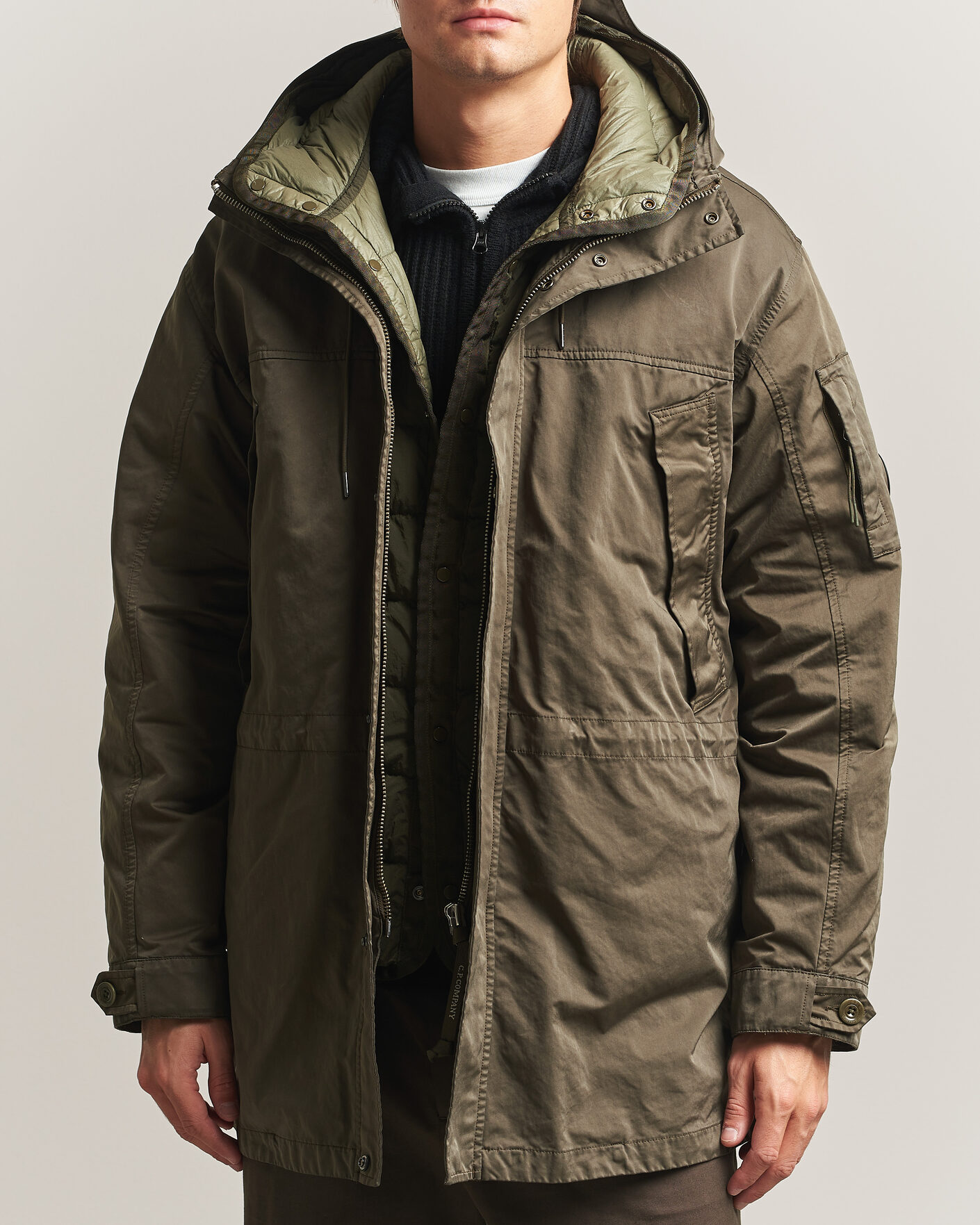 Uomini | Giacche | C.P. Company | Micro Kei 2 in 1 Nylon Parka Olive
