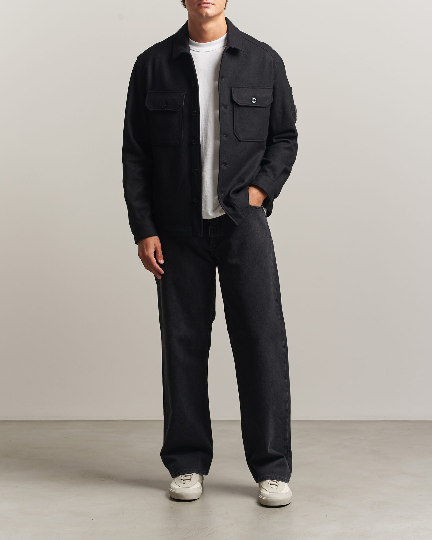 Uomini | Giacche | C.P. Company | Felted Wool Overshirt Black