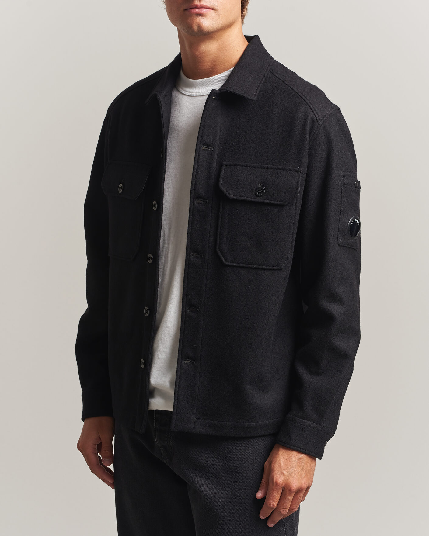 Uomini | Giacche | C.P. Company | Felted Wool Overshirt Black