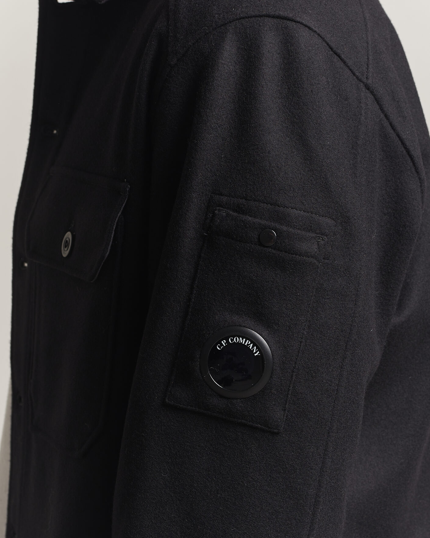 Uomini | Giacche | C.P. Company | Felted Wool Overshirt Black
