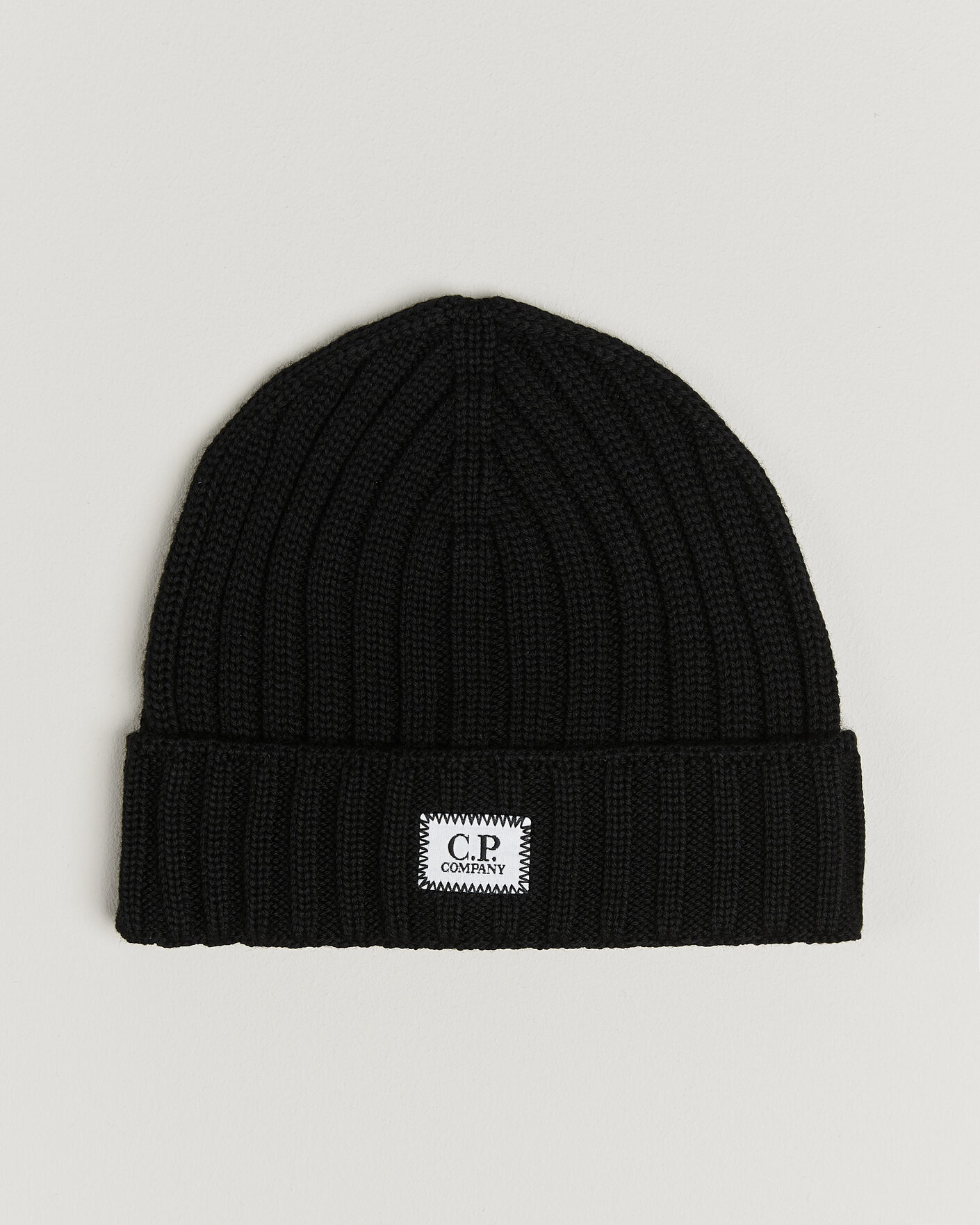 Uomini | Berretti | C.P. Company | Extra Fine Merino Rib Knitted Hat Black