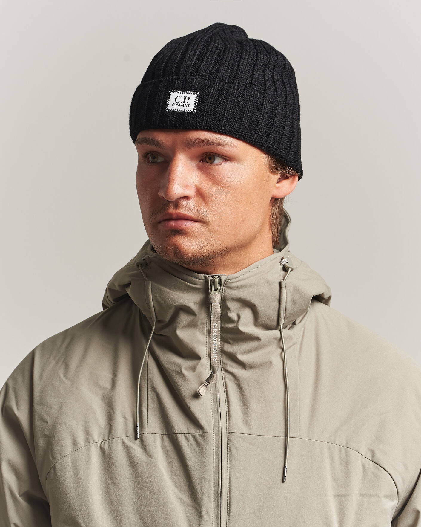 Uomini | Berretti | C.P. Company | Extra Fine Merino Rib Knitted Hat Black