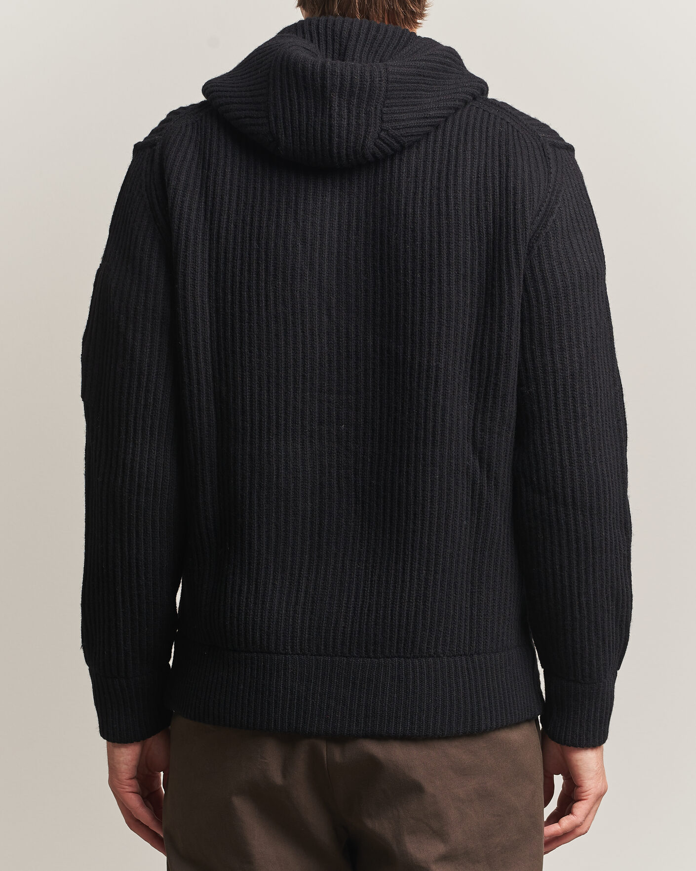 Uomini | Maglieria | C.P. Company | Heavy Lambswool Hood Zip Black