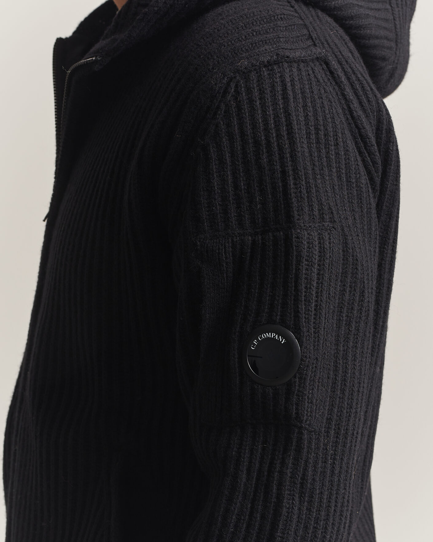 Uomini | Maglieria | C.P. Company | Heavy Lambswool Hood Zip Black