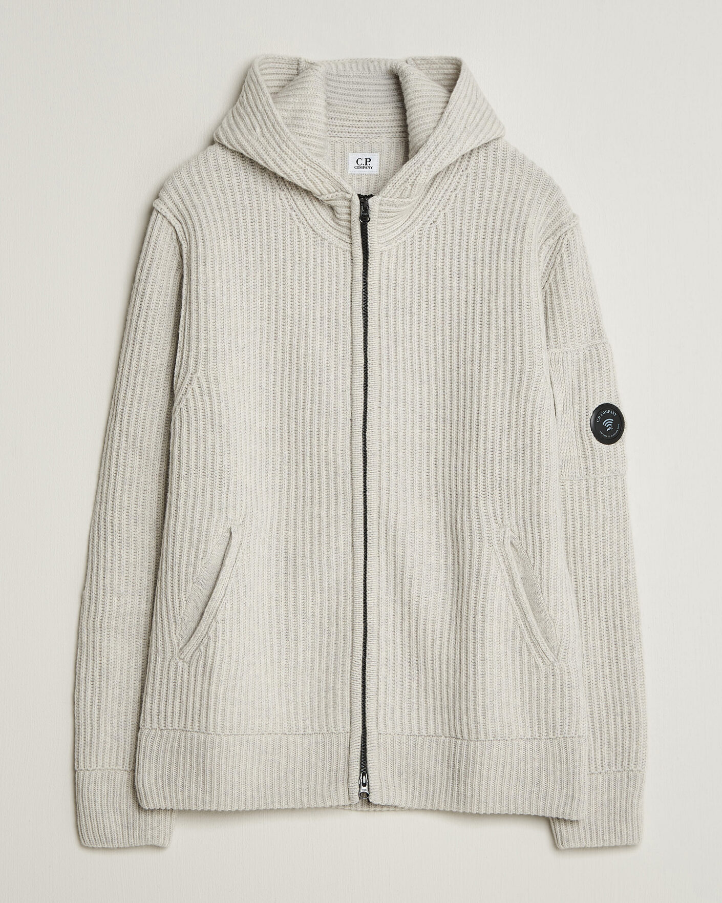 Uomini | Maglieria | C.P. Company | Heavy Lambswool Hood Zip Light Grey