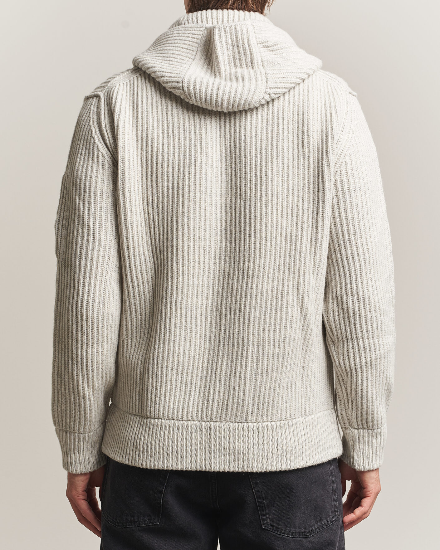 Uomini | Maglieria | C.P. Company | Heavy Lambswool Hood Zip Light Grey